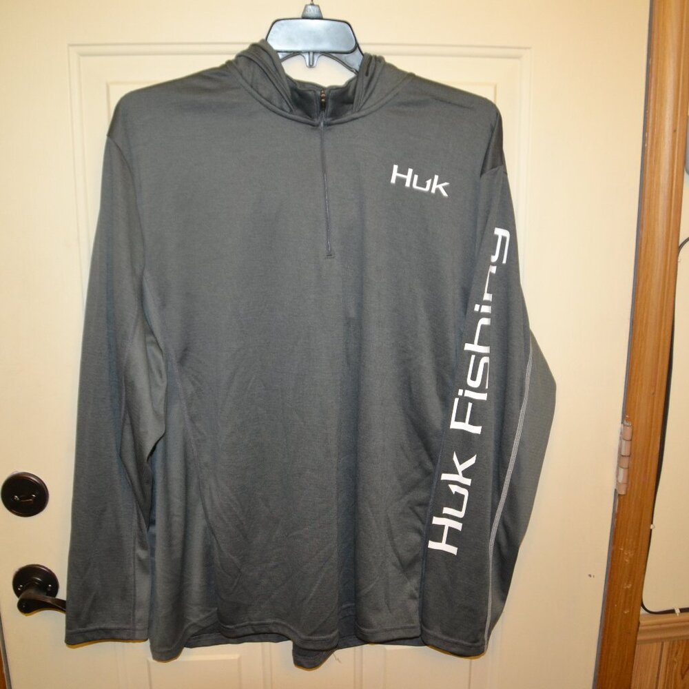 Huk long sleve, spf outdoor fishing shirt with hood